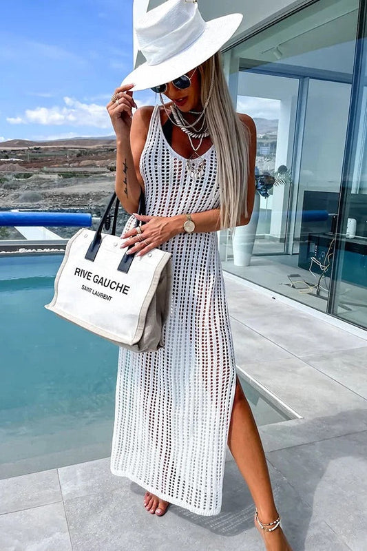 LP | Deserted Island - Vestito maxi con incrocio sul retro in maglia all'uncinetto