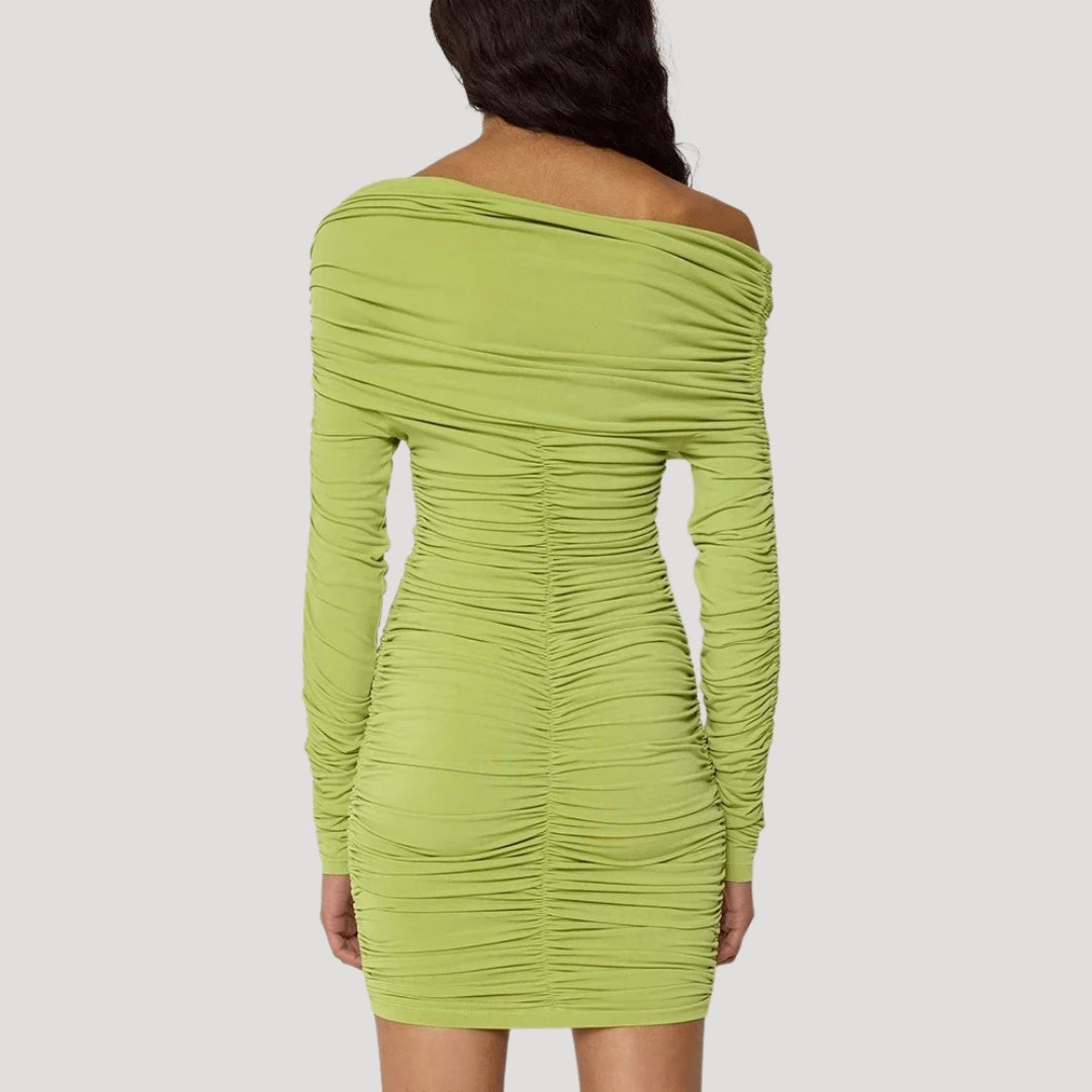 LP | Miniabito bodycon da donna senza spalline con balze