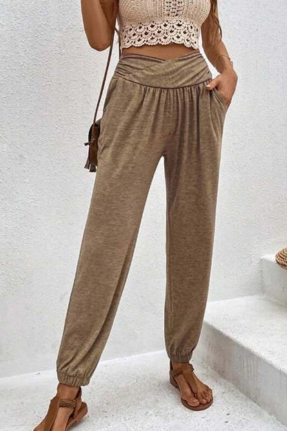 LP | Pantaloni casual a vita alta con tasca allentata