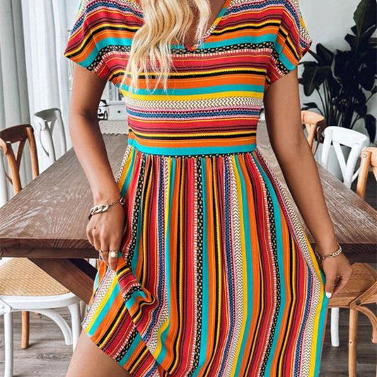 LP | Mini abito boho a righe chic e fluente