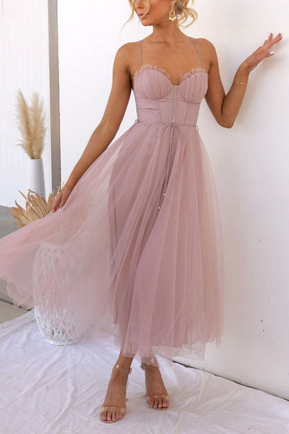 LP | Abito midi bustier in tulle