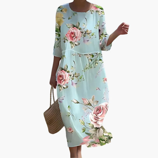 LP | Abito midi floreale da donna con maniche a 3/4 per l'estate