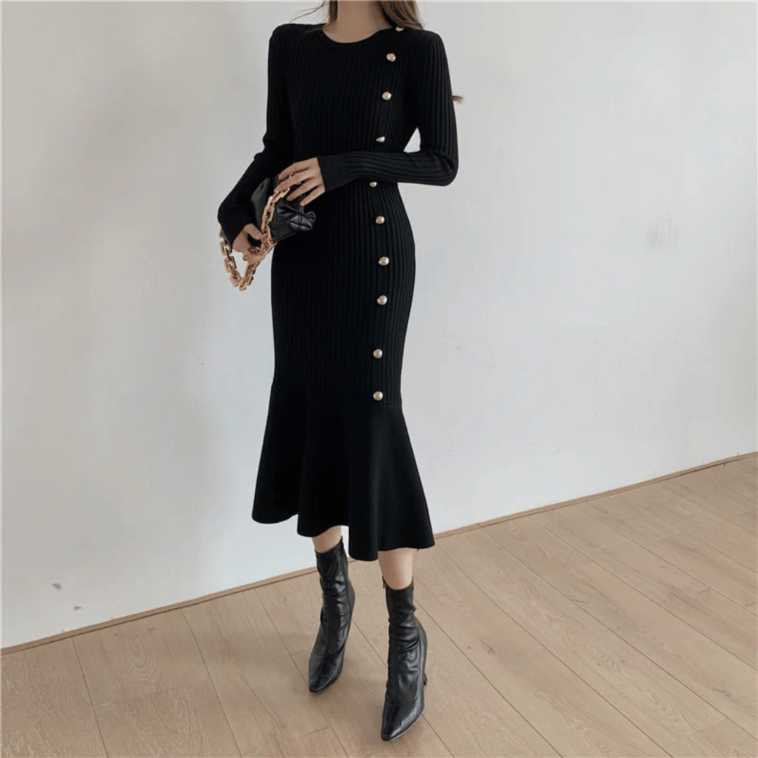 LP | abito midi elegante a coste per donna