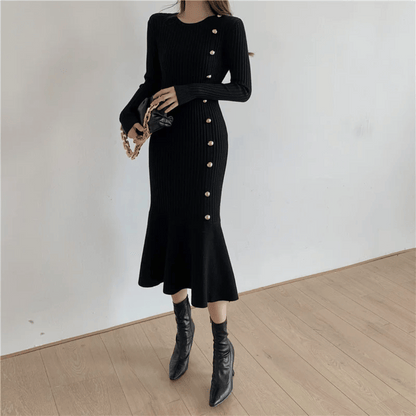 LP | abito midi elegante a coste per donna