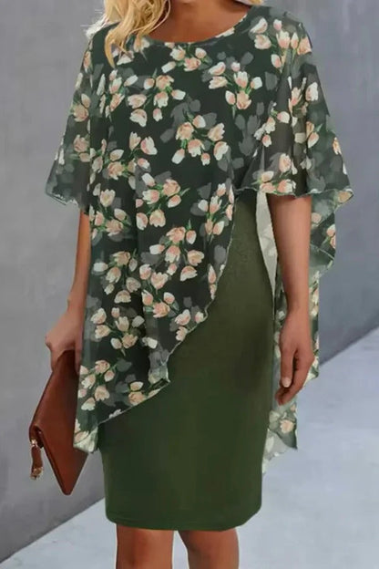 LP | Chiffon Stampa floreale Collo rotondo Mini abito casual