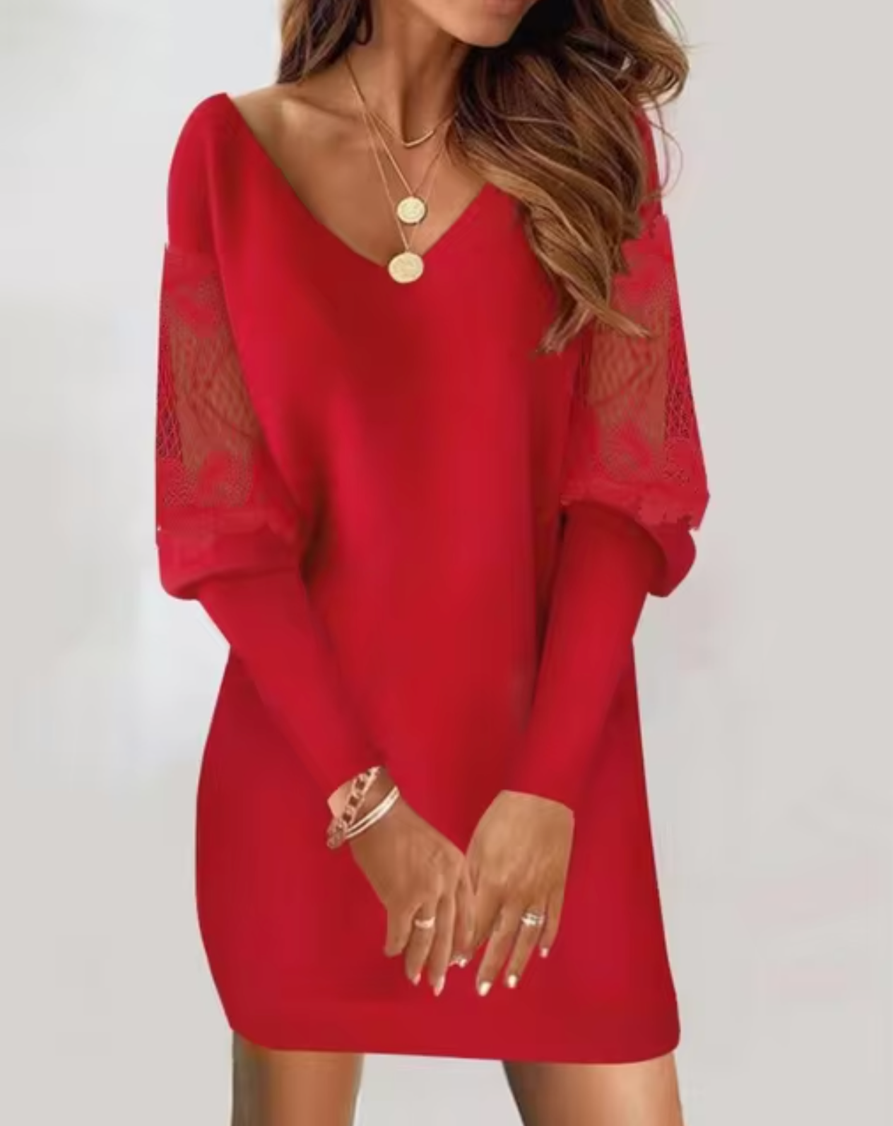 LP | Mini abito elegante in pizzo con scollatura a V