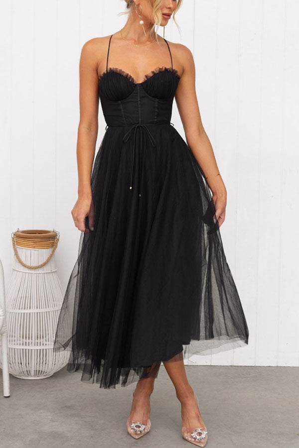 LP | Abito midi bustier in tulle