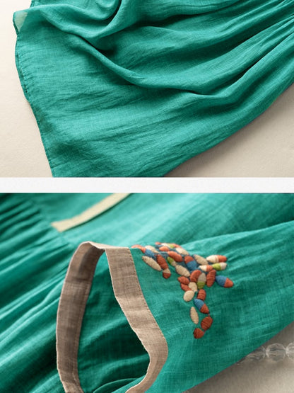 LP | Abito midi in lino con ricamo