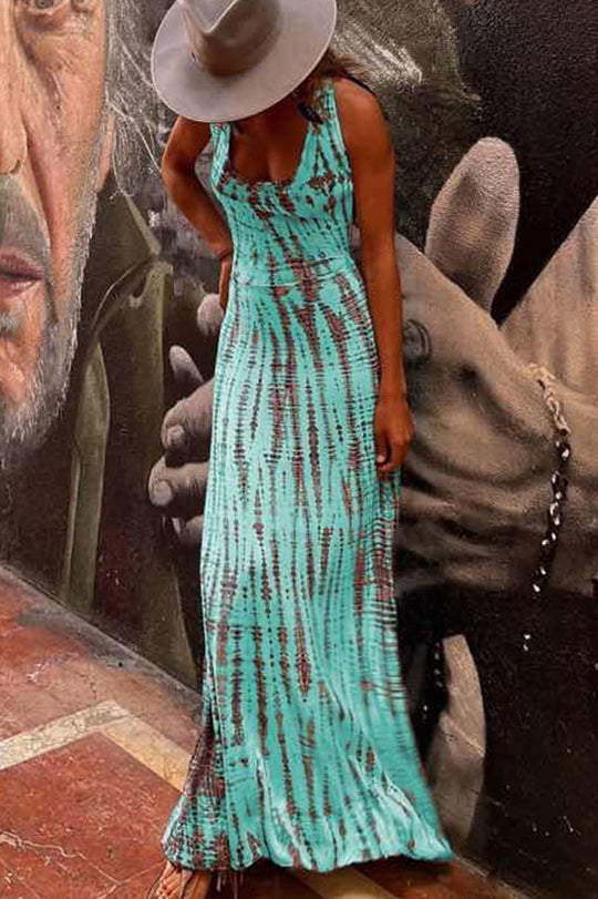 LP | Modern Day - Maxi abito elasticizzato con stampa tie-dye e allacciatura posteriore