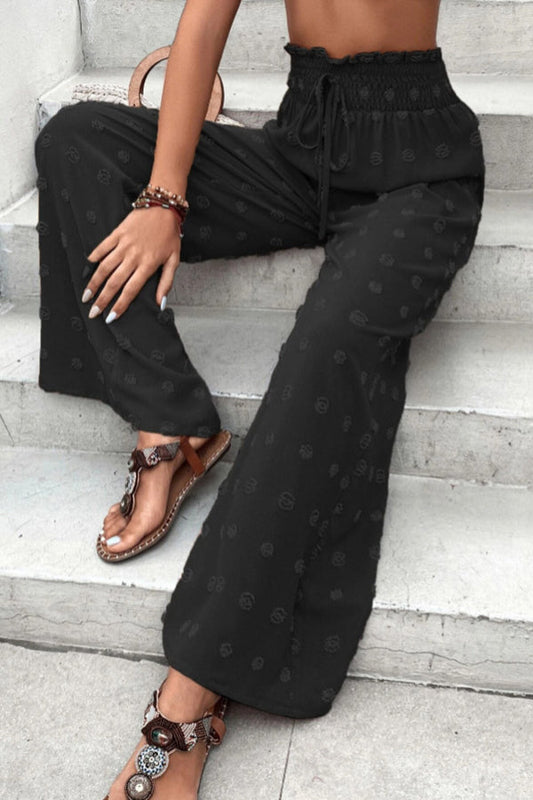 LP | Pantaloni jacquard a vita alta e pantaloni a gamba larga per il tempo libero