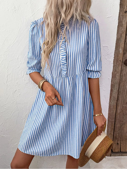 LP | Mini abito camicia a righe con mezze maniche