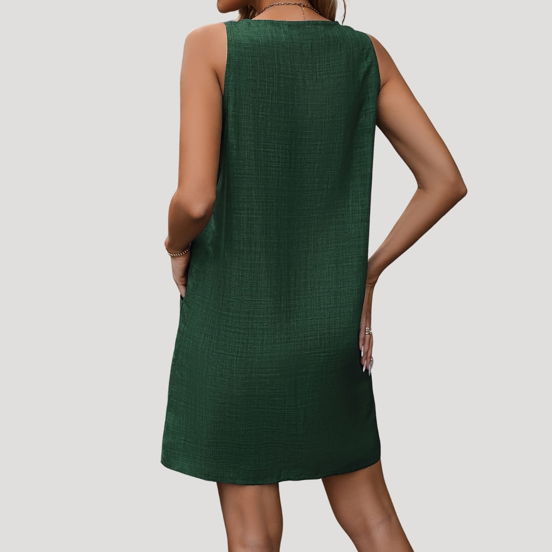LP | Mini abito casual senza maniche da donna con bottoni e spalline