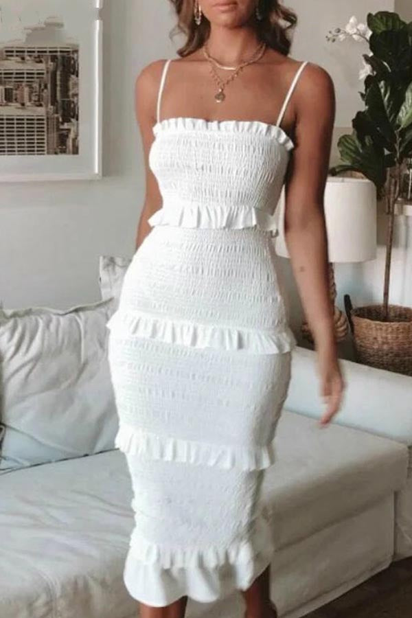 LP | Abito midi con volant con smock