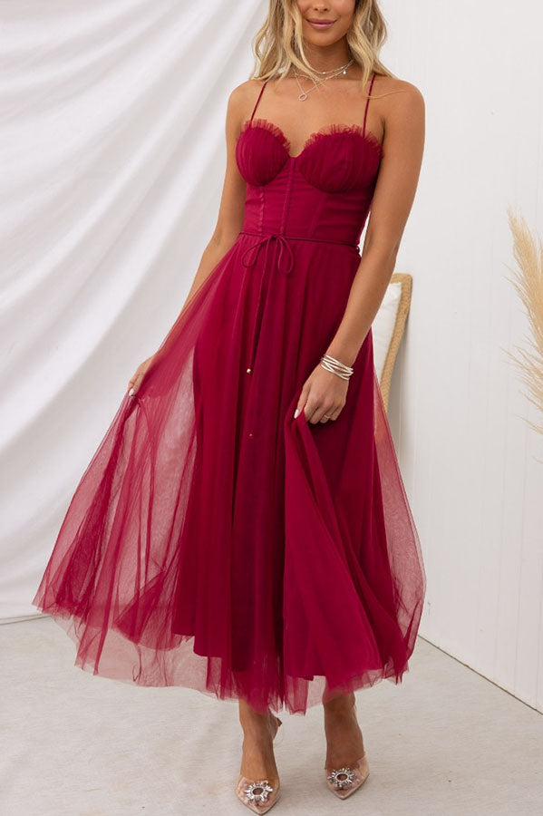 LP | Abito midi bustier in tulle