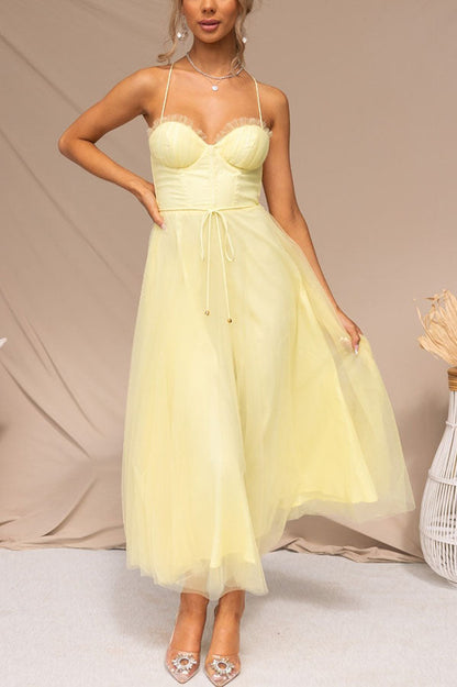 LP | Abito midi bustier in tulle
