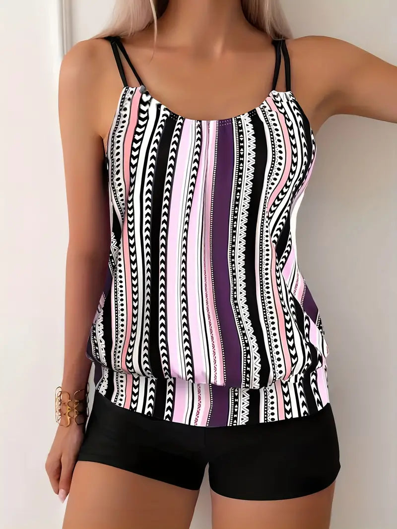 LP | Tankini a righe con stampa