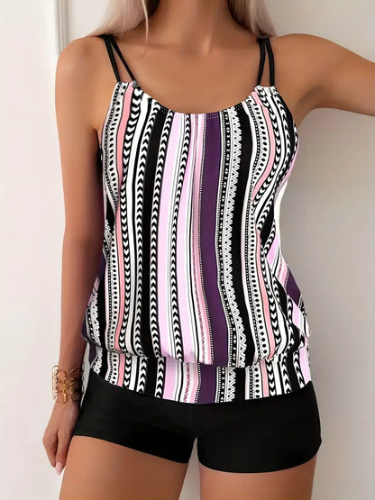 LP | Tankini a righe con stampa