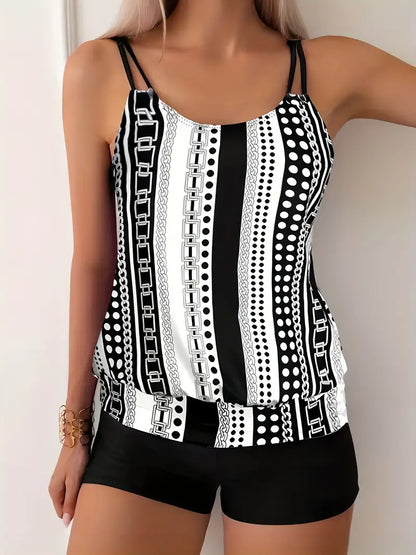LP | Tankini a righe con stampa