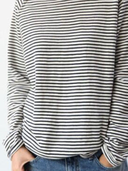 LP Top basic in cotone bianco e nero a maniche lunghe