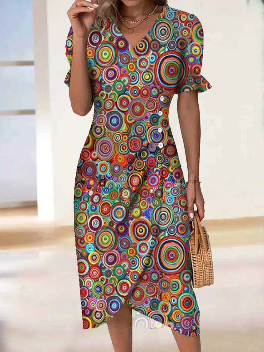 LP | Abito midi multicolore con scollo a V cc48