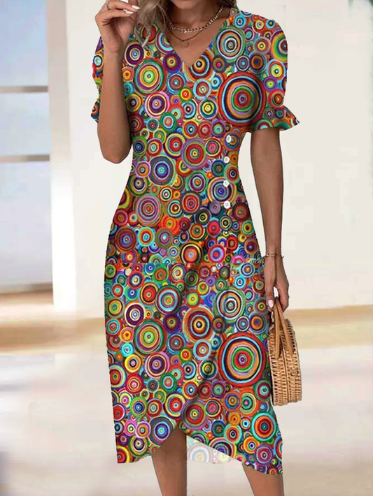 LP | Abito midi multicolore con scollo a V cc48