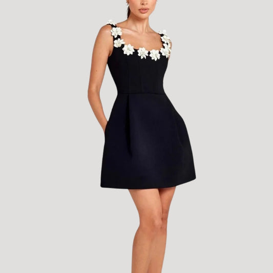 LP | Signore applique floreali a-line mini abito da festa