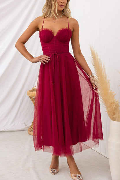 LP | Abito midi bustier in tulle