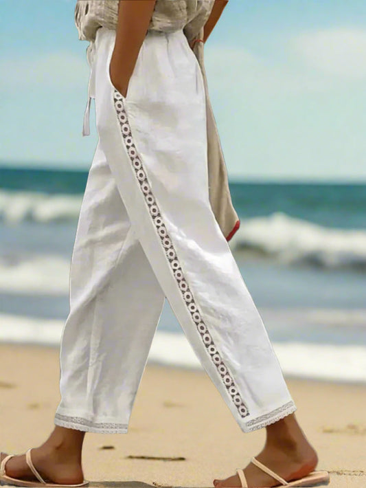 LP | Pantaloni boho bianchi con coulisse