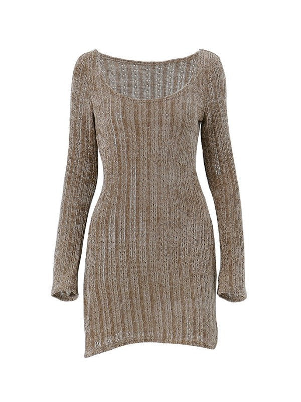 LP | Mini abito vintage marrone con maniche lunghe