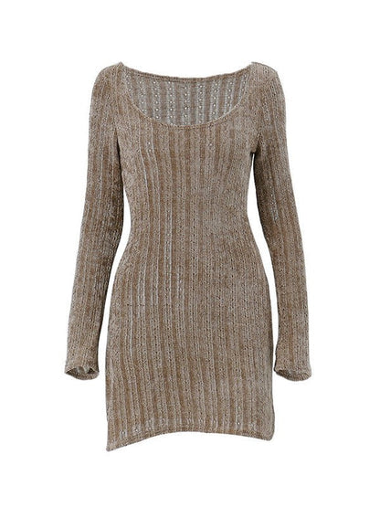 LP | Mini abito vintage marrone con maniche lunghe