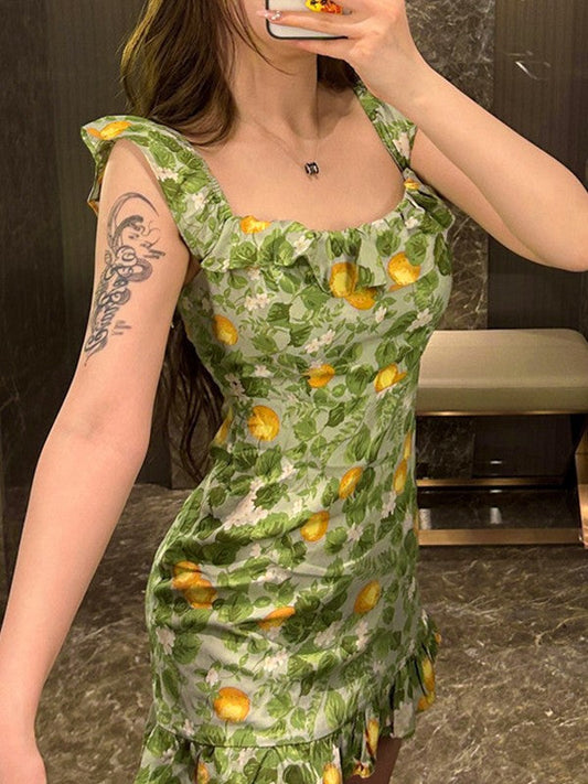 LP | Mini abito verde con volant vintage