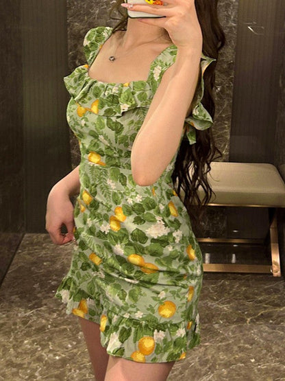 LP | Mini abito verde con volant vintage