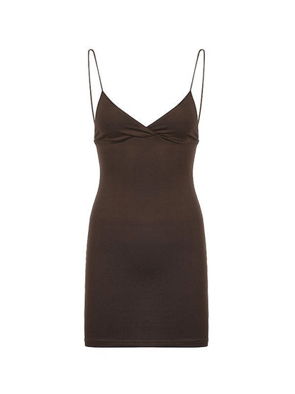 LP | Mini abito vintage marrone con sottoveste