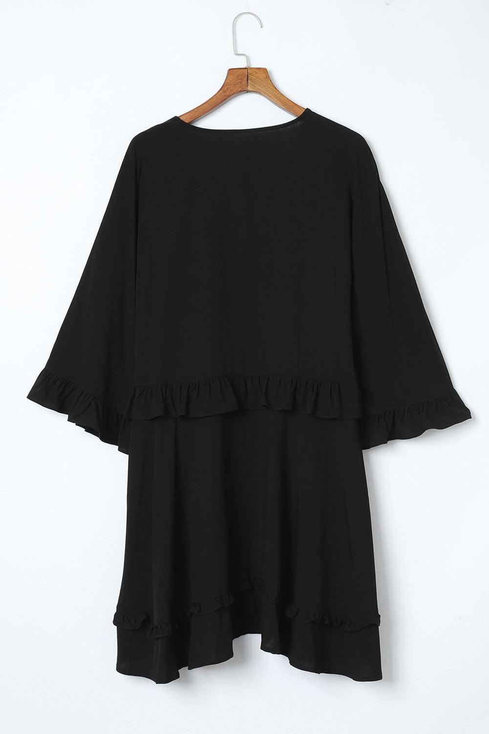 LP | Elegante mini abito babydoll nero con scollo a V
