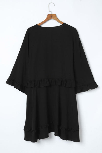 LP | Elegante mini abito babydoll nero con scollo a V