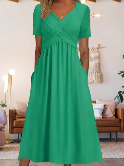 LP | Abito midi da donna con scollo a V e maniche corte