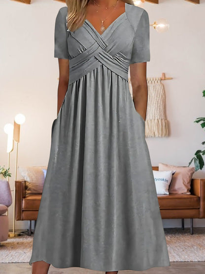LP | Abito midi da donna con scollo a V e maniche corte