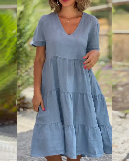 LP | Abito in cotone e lino con scollo a V