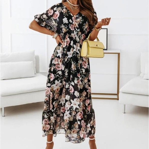 LP | Abito midi con scollo a V in linea A YS10036