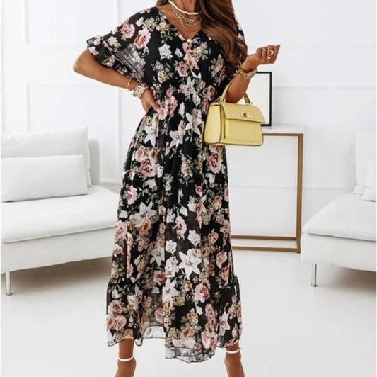 LP | Abito midi con scollo a V in linea A YS10036