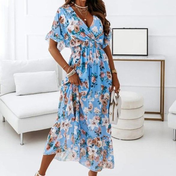LP | Abito midi con scollo a V in linea A YS10036