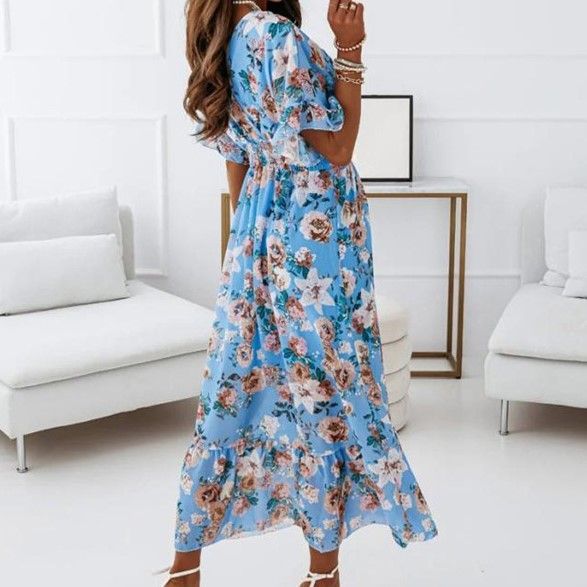 LP | Abito midi con scollo a V in linea A YS10036