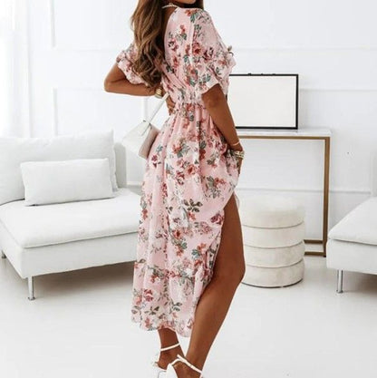 LP | Abito midi con scollo a V in linea A YS10036
