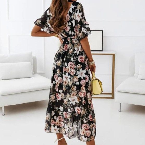 LP | Abito midi con scollo a V in linea A YS10036