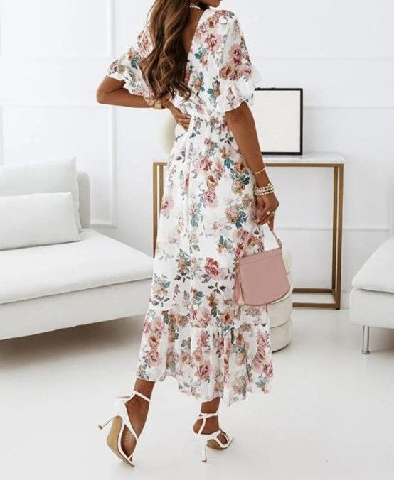 LP | Abito midi con scollo a V in linea A YS10036