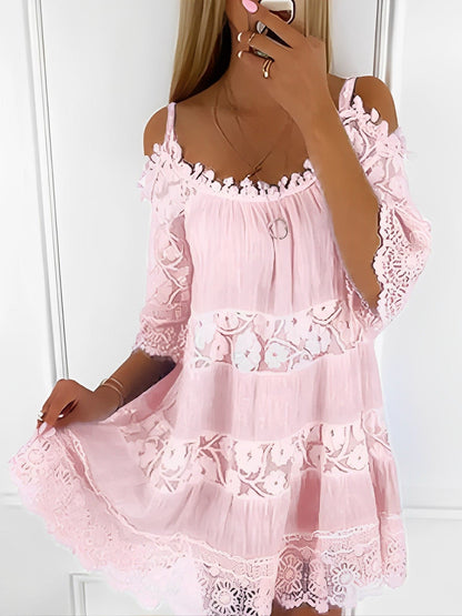 LP | Mini abito boho, collo rotondo, moda femminile