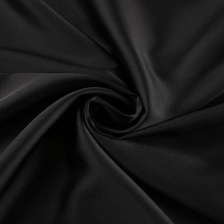 LP | Abito midi da donna con scollo a goccia - Raso - Vestibilità slim - Scollo drappeggiato - Abiti da cerimonia