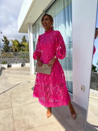 LP | Elegante abito midi in pizzo francese