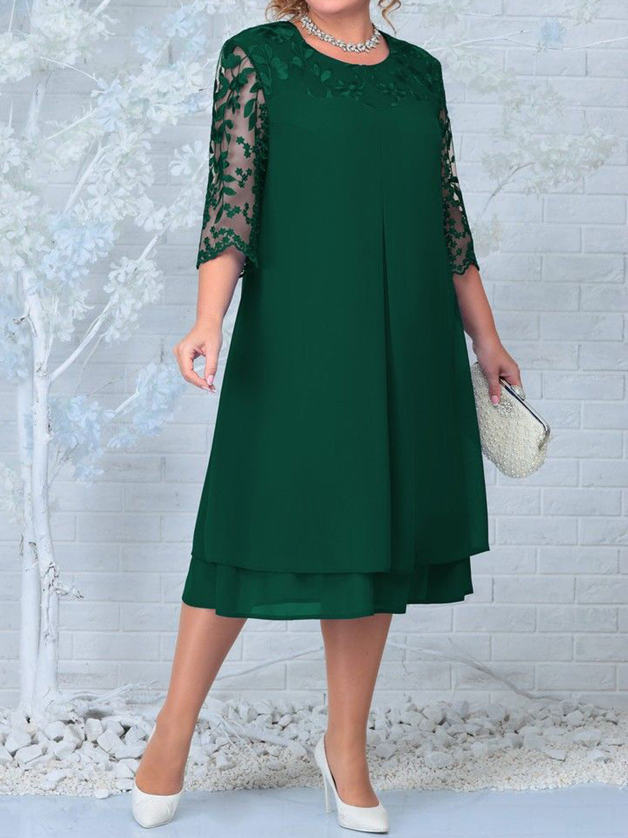 LP | Abito midi in cotone con spalle in pizzo