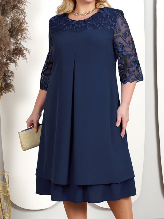 LP | Abito midi in cotone con spalle in pizzo